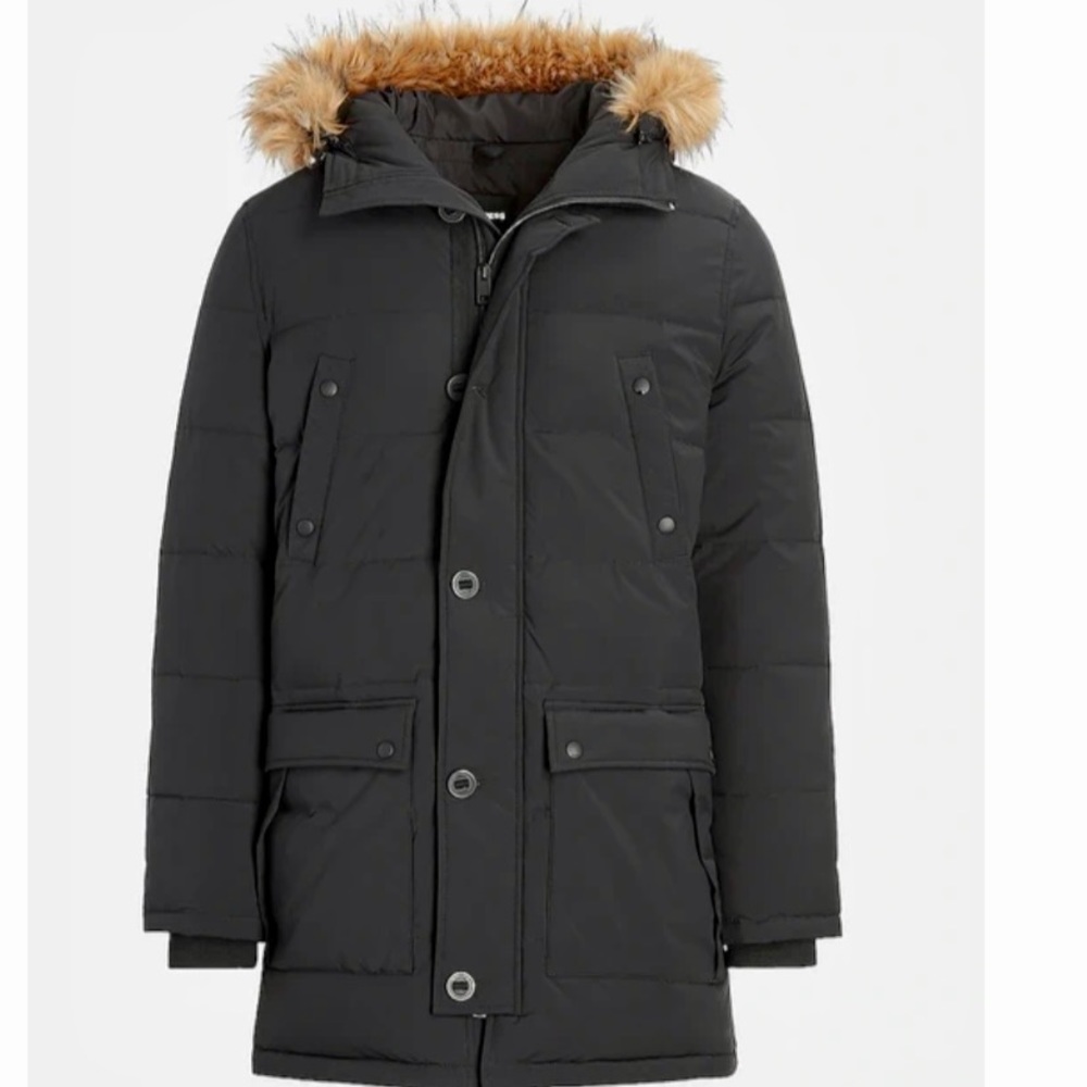 Express Black Nylon Hooded Parka